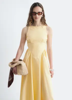 Robe midi avec liens au dos - Jaune — photo 3