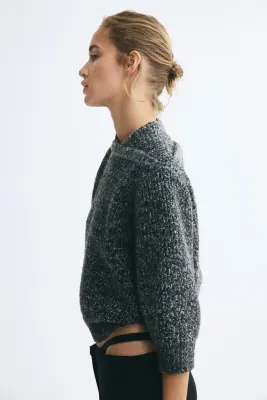 Pull à manches courtes - Noir chiné — photo 3