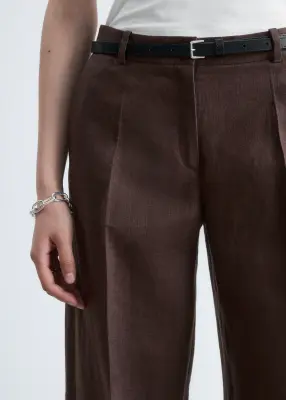 Pantalon habillé en lin - Marron foncé — photo 2