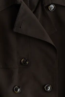 Trench-coat de longueur genou en twill - Marron foncé — photo 4