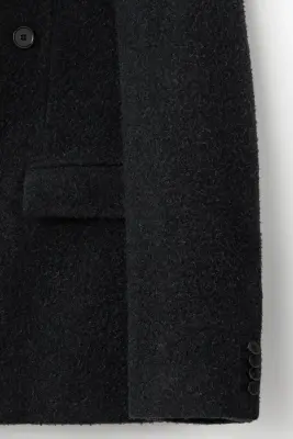 Blazer à fermeture croisée en laine mélangée - Noir — photo 2