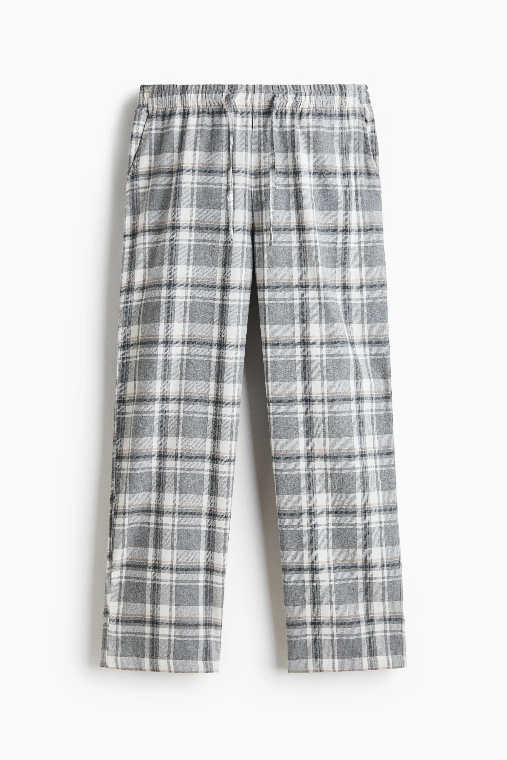 T-shirt et pantalon de pyjama en coton - Gris clair/carreaux