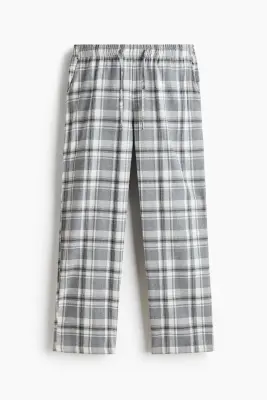 T-shirt et pantalon de pyjama en coton - Gris clair/carreaux — photo 1