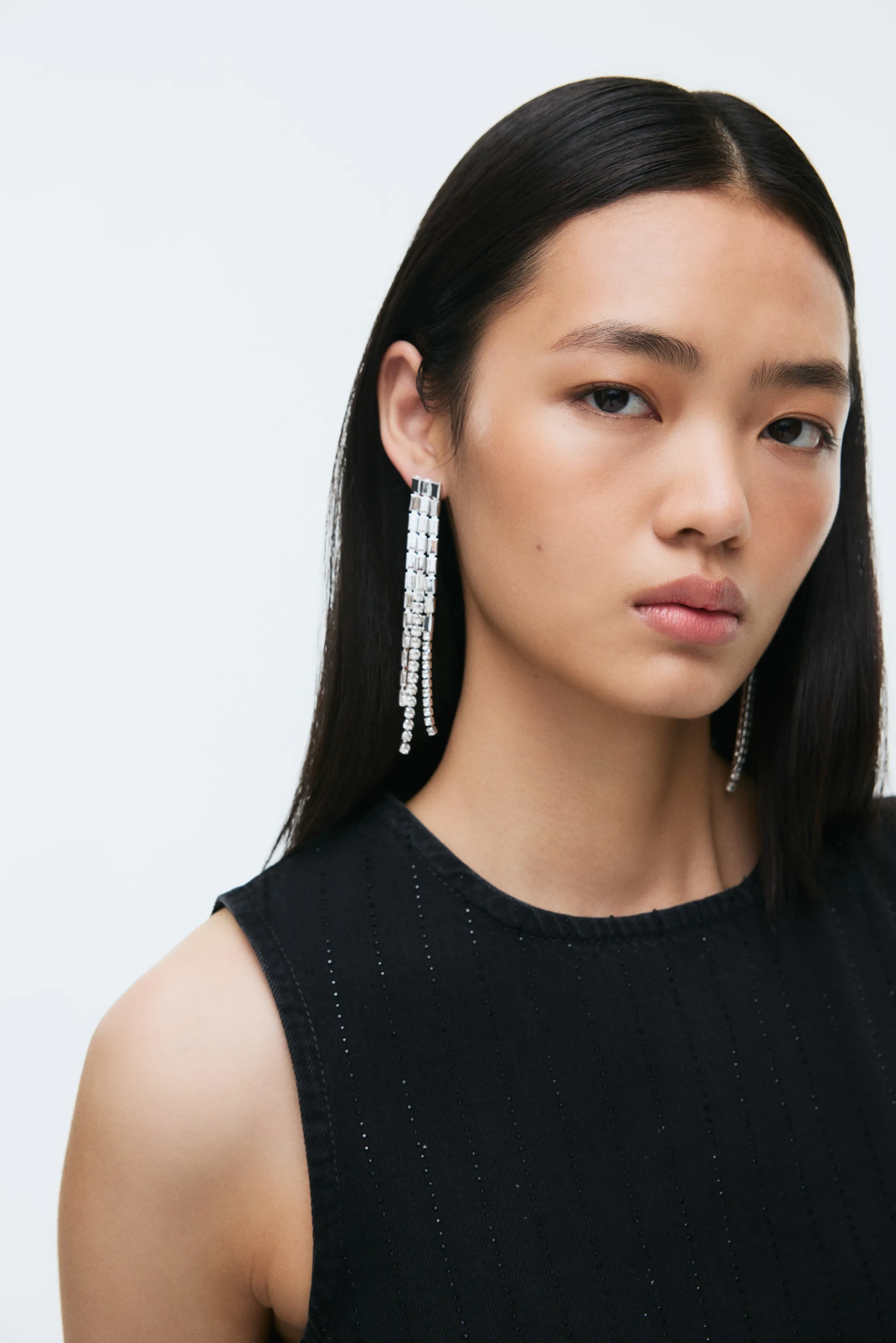 Robe ornementée en denim - Noir