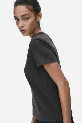 T-shirt en coton - Gris foncé chiné — photo 2