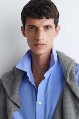 CHEMISE DÉCONTRACTÉE EN POPELINE DE COTON PIMA - BLEU — photo 4