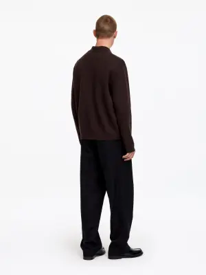 Polo en coton et soie mélangés - Marron — photo 2