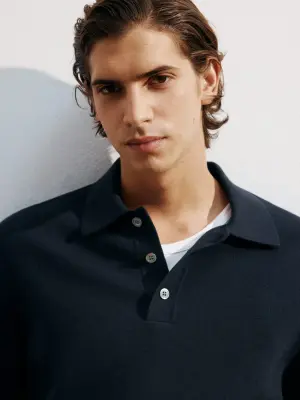 Polo en maille fine - Bleu foncé — photo 5