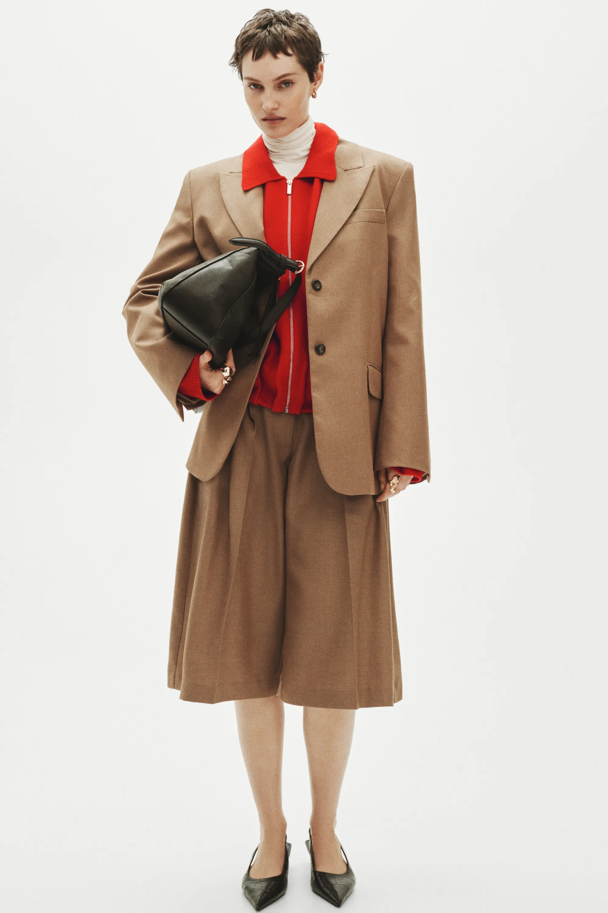 Gilet oversize zippé - Rouge