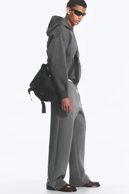 Pantalon en textile façon néoprène Loose Fit - Gris foncé — photo 3