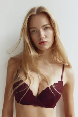 Soutien-gorge super push-up en dentelle - Bordeaux — photo 1