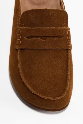 Mules mocassins en cuir - Marron — photo 3