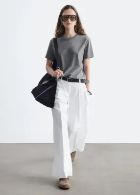 T-shirt en coton à col rond - Gris chiné — photo 2