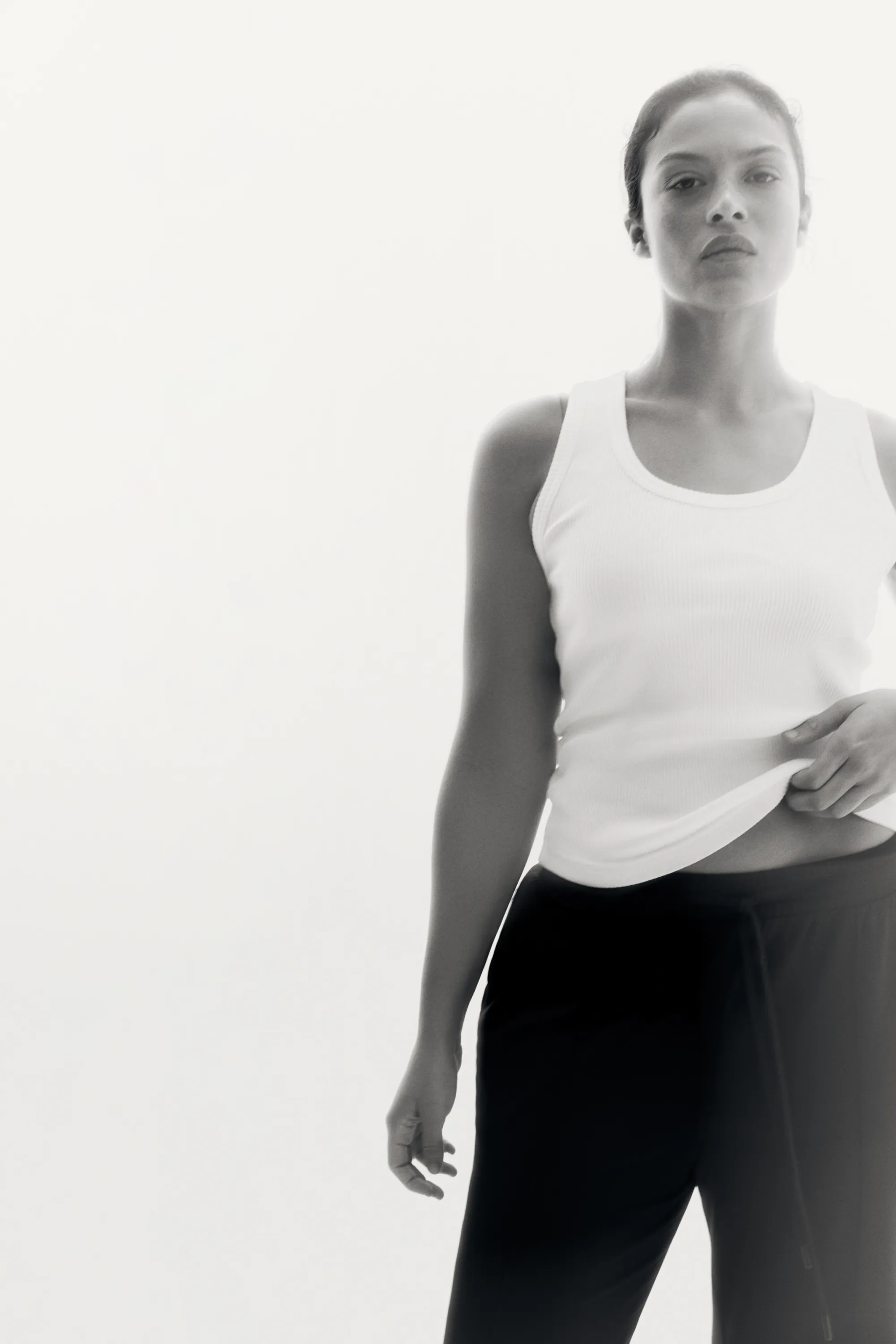 Pantalon jogger à jambes larges avec plis - Noir