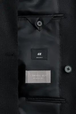 Veste croisée Regular Fit en laine mélangée - Noir — photo 3