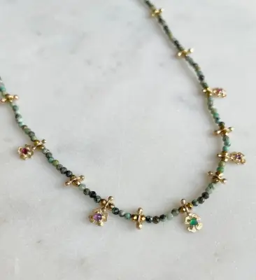Nouveau ! ROOM SERVICE JEWELRY Collier Lucky Turquoise Africaine — photo 2