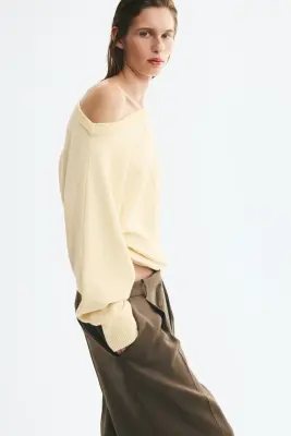 Pull à encolure bateau en viscose mélangée - Jaune clair — photo 1