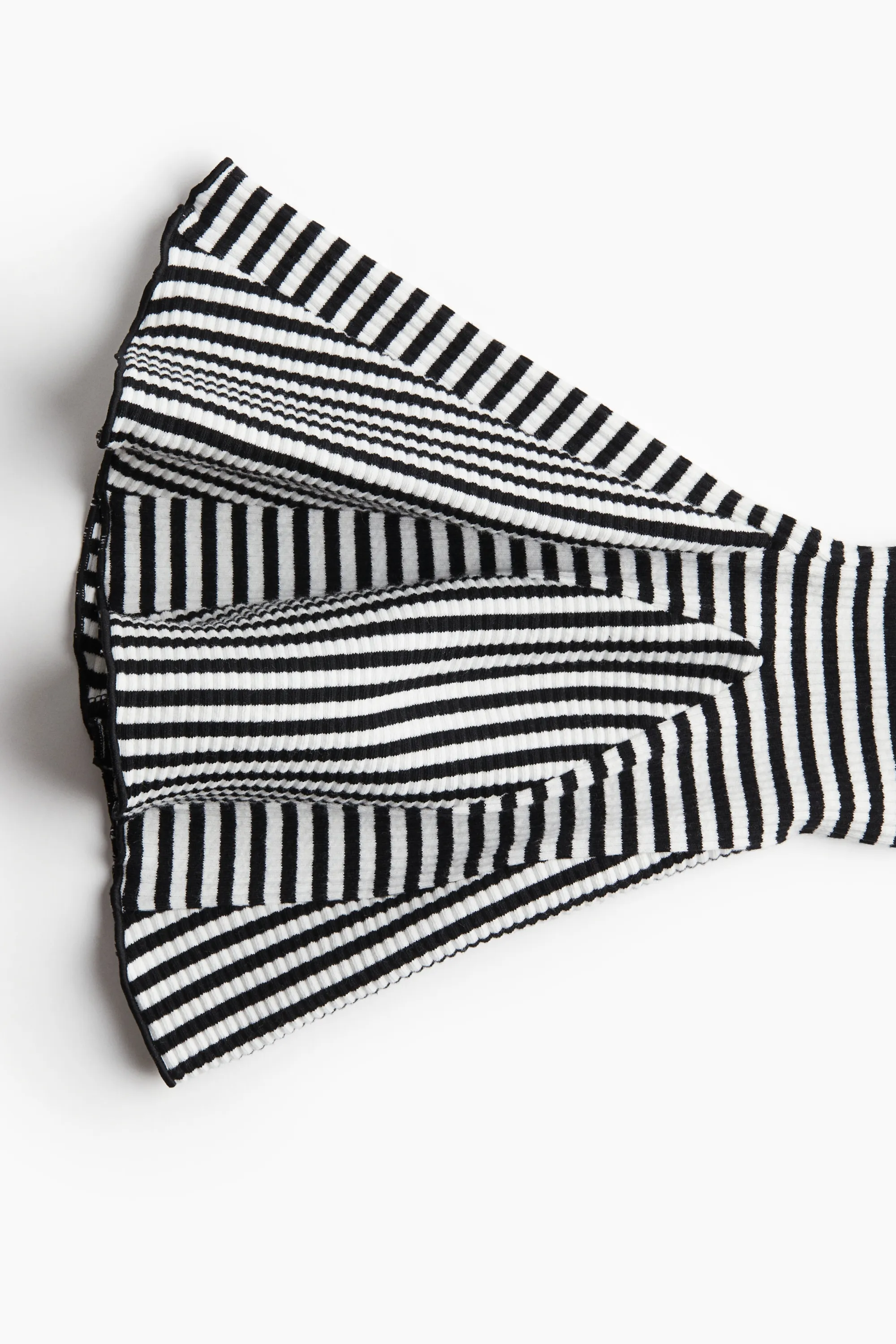Robe côtelée avec manches trompette - Crème/rayé