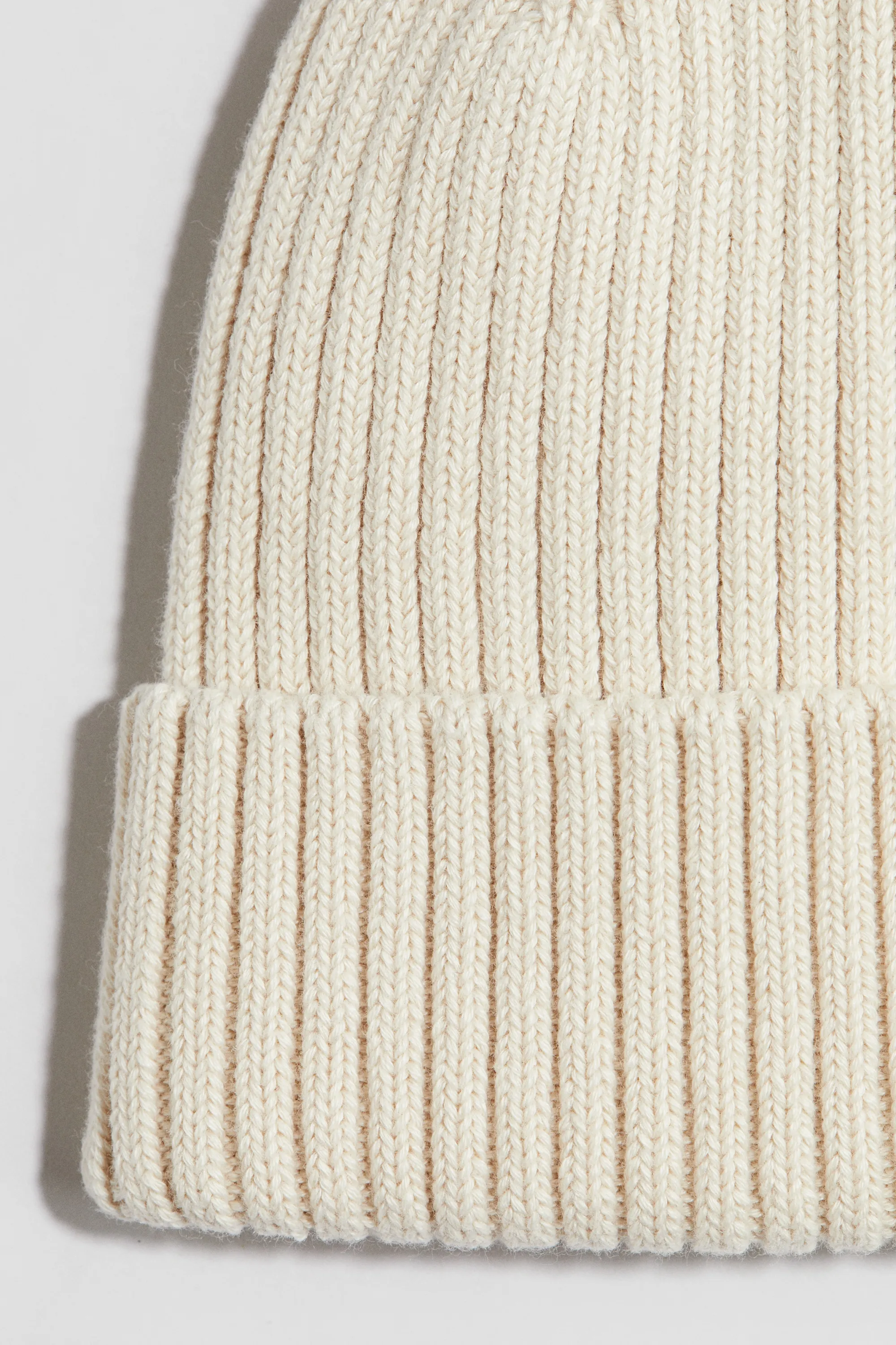 Bonnet en maille côtelée - Beige clair