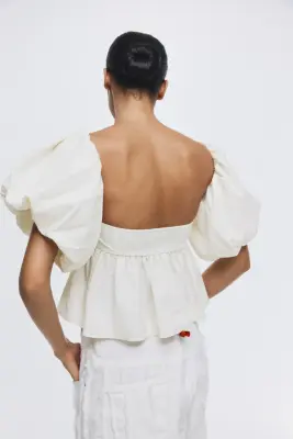 Top épaules nues - Crème — photo 2