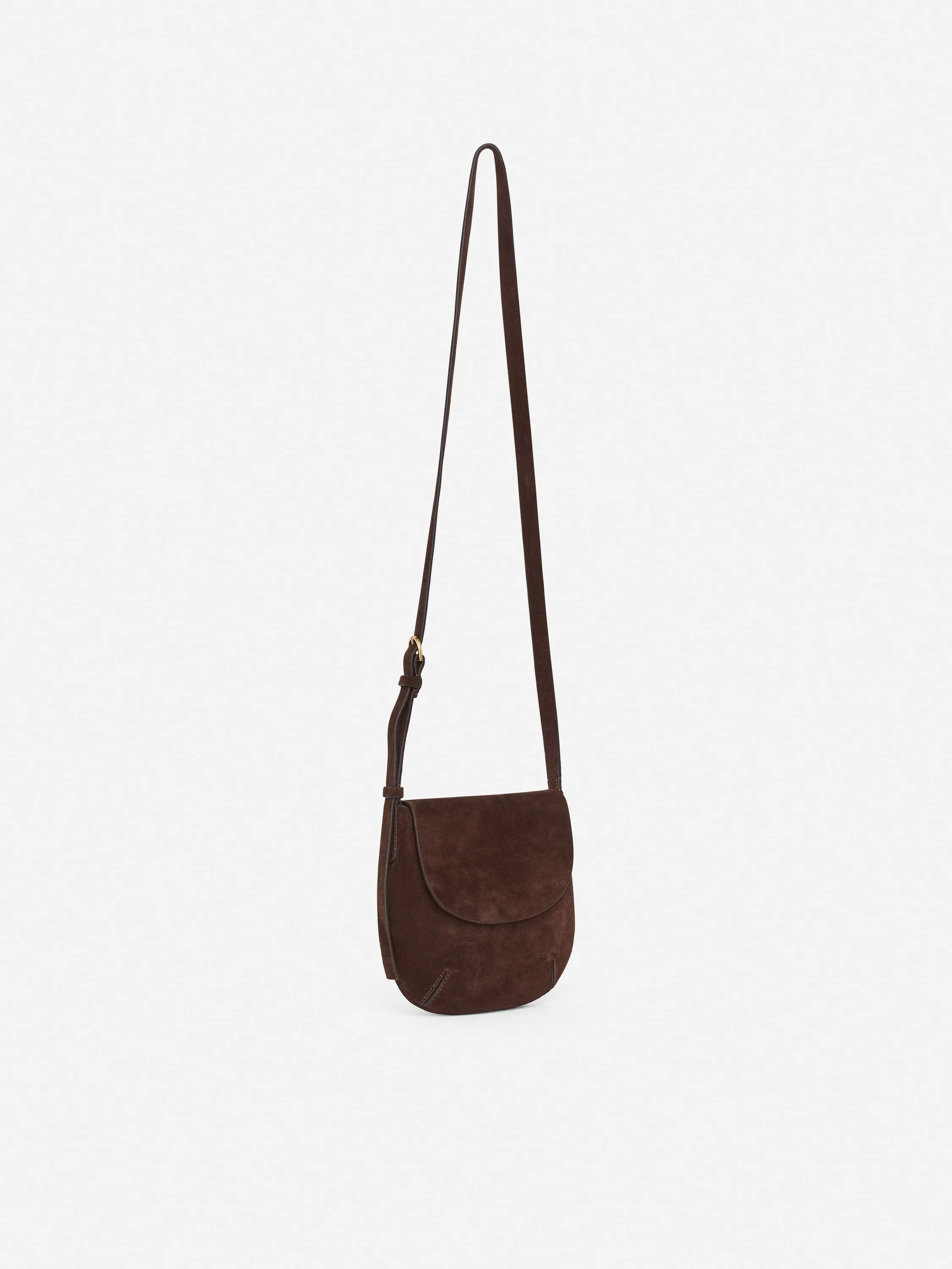 Sac bandoulière en cuir suédé - Marron foncé