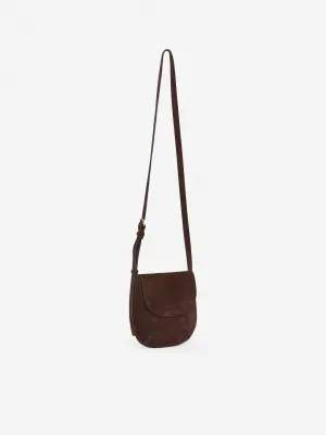 Sac bandoulière en cuir suédé - Marron foncé — photo 1