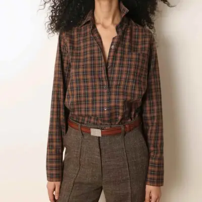 Chemise Babille brown checks - LAURENCE BRAS — photo 2