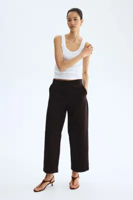 Pantalon avec jambes barrel de longueur cheville - Marron foncé — photo 2
