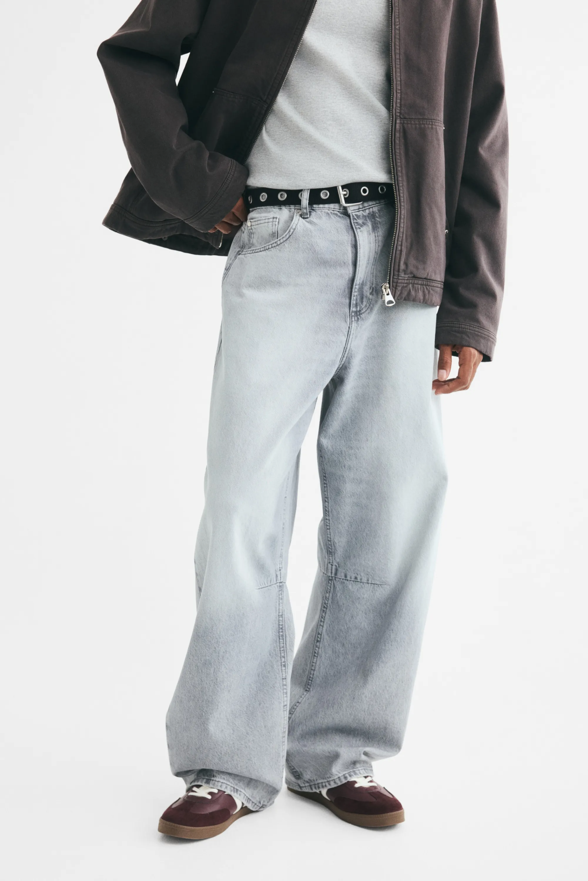 Baggy Barrel Jeans - Gris denim clair