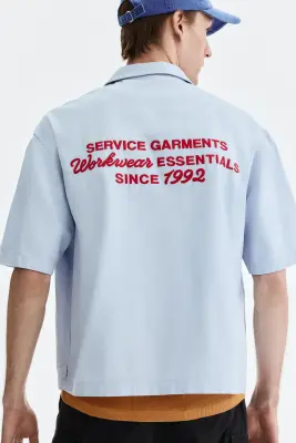 Chemise utility wear à manches courtes Relaxed Fit - Bleu clair/Service garments — photo 3