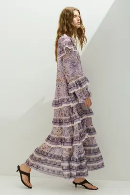 Robe tunique volantée - Beige clair/motif cachemire — photo 4