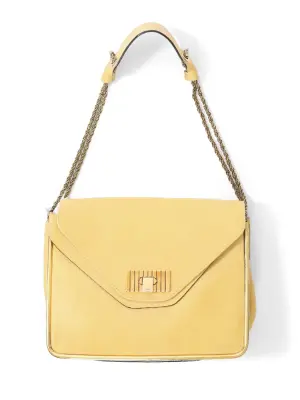 Sac Sally moyen modèle en cuir grainé jaune citron et chaîne dorée NEUF Prix boutique 1710€ — photo 2