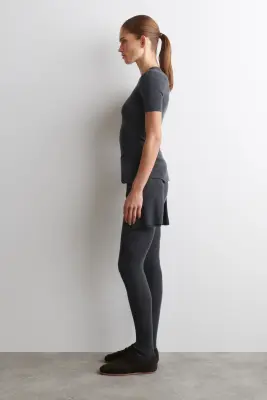 T-SHIRT SANS COUTURE EN LAINE MÉRINOS - GRIS ANTHRACITE CHINÉ — photo 3