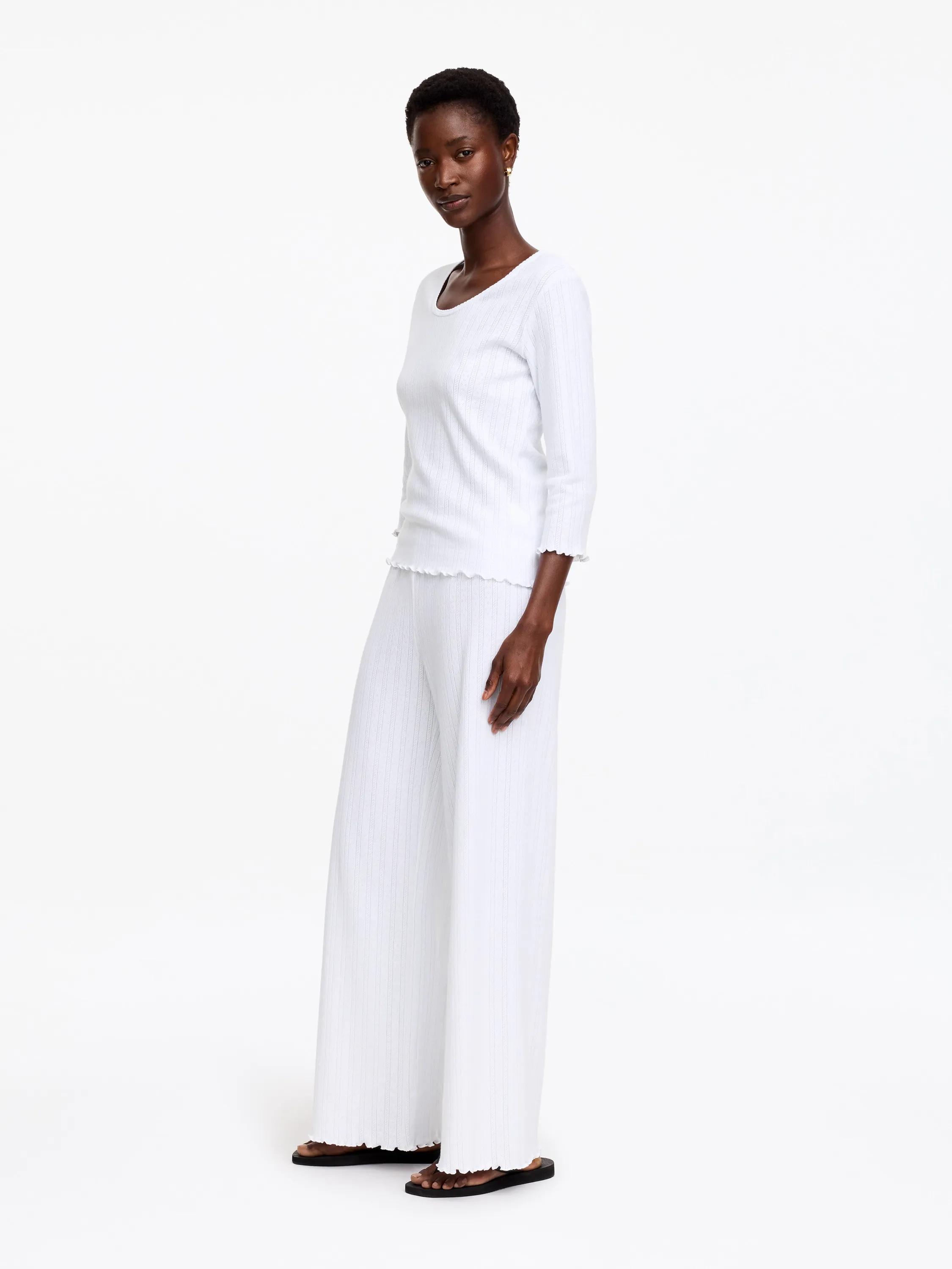 Haut en maille pointelle - Blanc