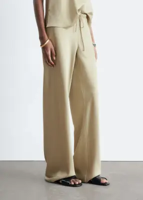 Pantalon en satin à enfiler - Beige — photo 5