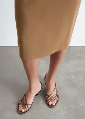 Sandales à brides en cuir - Brun/Imprimé serpent — photo 1
