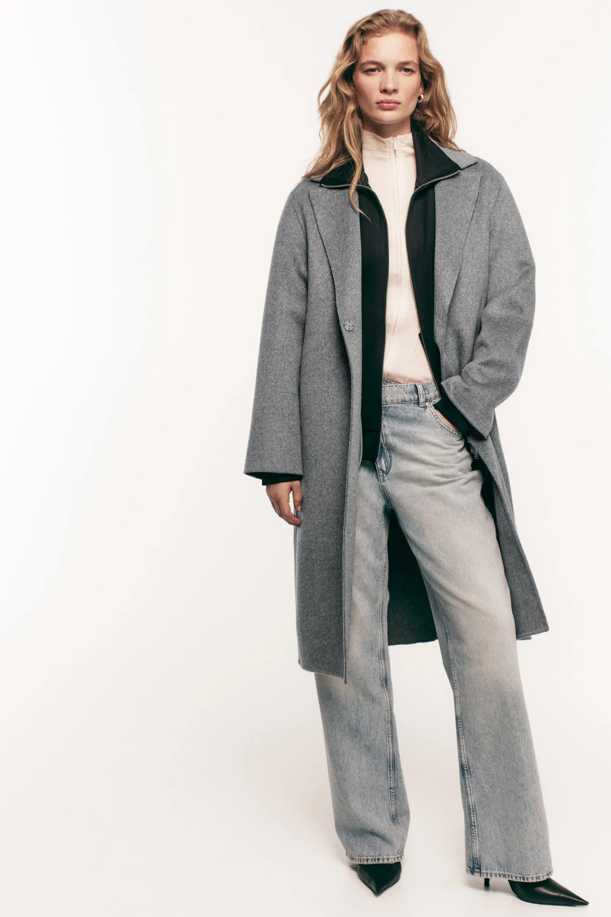 Manteau fait main en laine mélangée - Gris