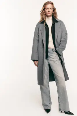 Manteau fait main en laine mélangée - Gris — photo 1