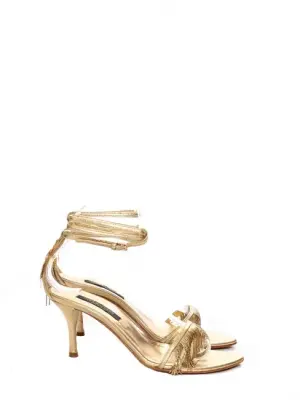 Sandales à franges en cuir doré Prix boutique 650€ Taille 35,5 — photo 1
