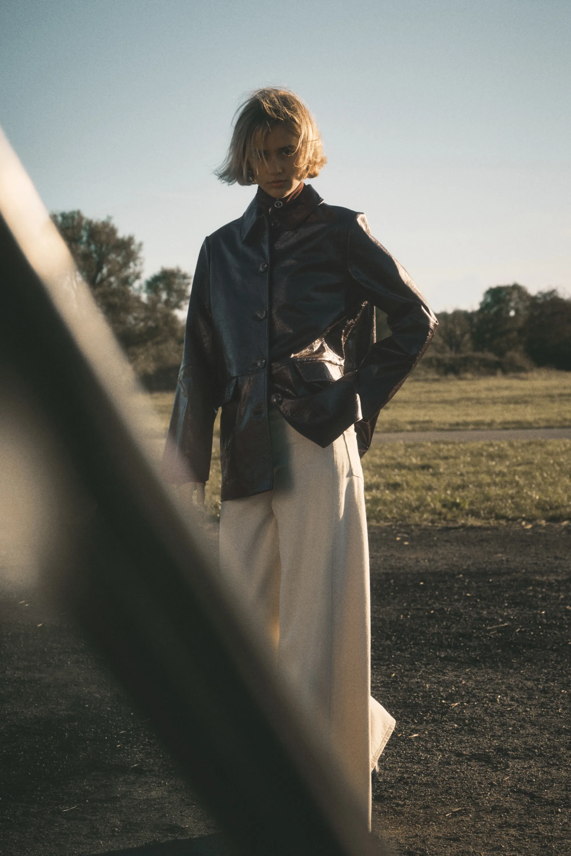 Veste en cuir - Marron foncé