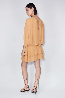 Robe en mousseline avec détail façon cape - Orange ancien — photo 2