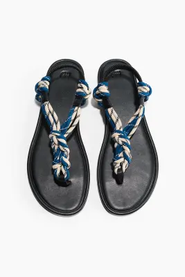Sandales avec détails noués - Bleu/crème — photo 2