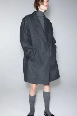 Manteau oversize en laine mélangée - Gris foncé — photo 3