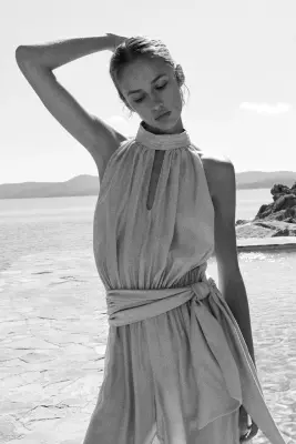 Combi-pantalon dos nu - Beige clair — photo 1