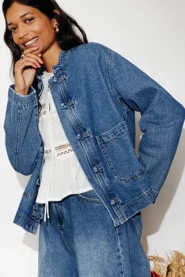 Veste Mandarin en jean Femme — photo 3