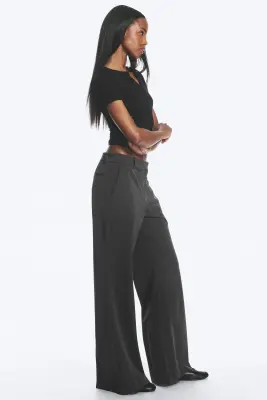 Pantalon de costume évasé - Gris foncé chiné — photo 3