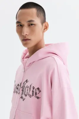 Veste à capuche zippée Oversized Fit - Rose/Just Love — photo 3