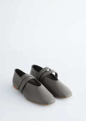 Ballerines en cuir à brides croisées - Cuir gris — photo 1