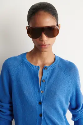 CARDIGAN EN MAILLE DE LIN - BLEU — photo 3