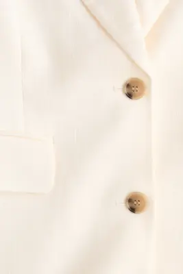 Blazer à fermeture droite en lin mélangé - Crème — photo 4